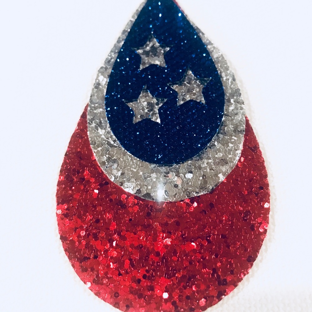 🚫SOLD🚫Glitter Canvas Flag Earrings